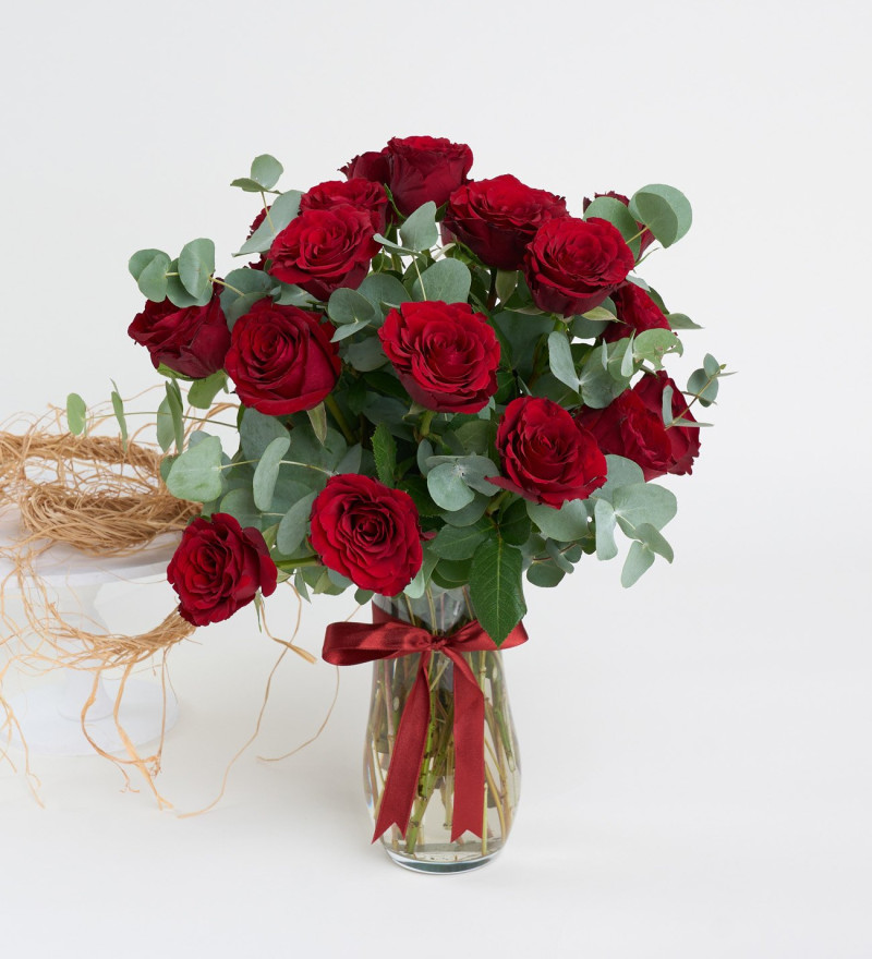 Paşabahçe Vazoda 20'li Kırmızı Gül