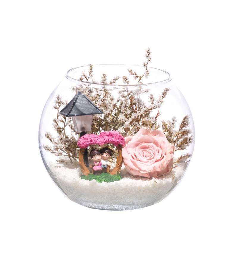 Teraryum Solmayan Gül Işıklı Aşk Bahçesi